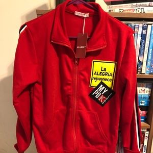 NWT Scarlet Red Appliqué Academia Jacket Sz S
